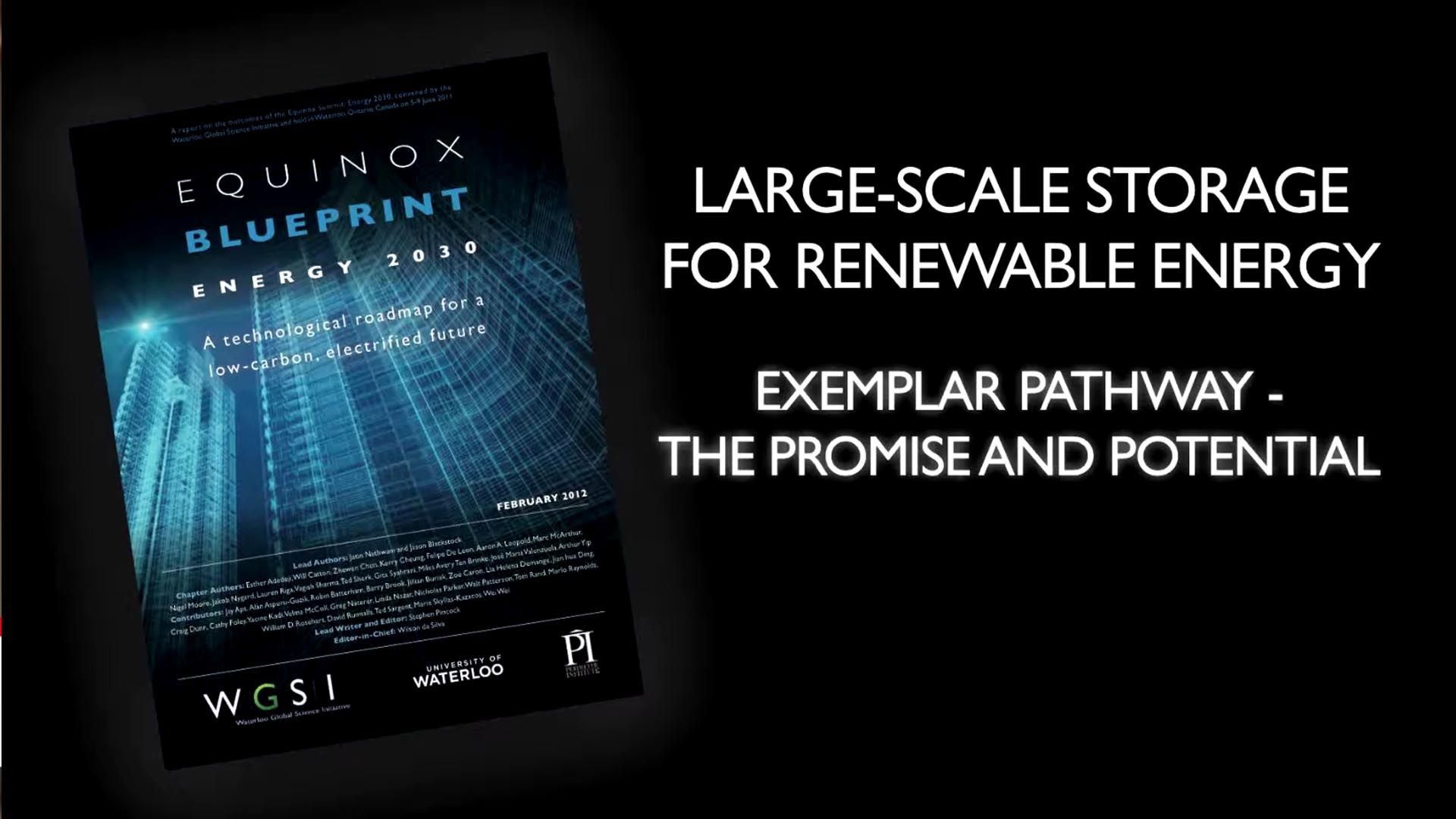 Energy 2030 Blueprint Launch: Energy large-scale storage for renewable energy